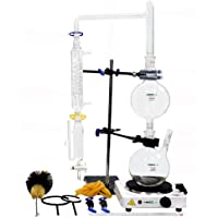 Equipo de destilación de aceite esencial de laboratorio de 1000 ml con condensador Graham para estufa caliente